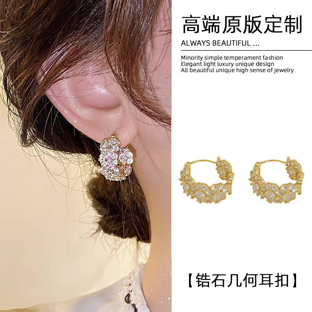 鋯石復古簡約耳扣－商品主圖｜https://igowo.tw/