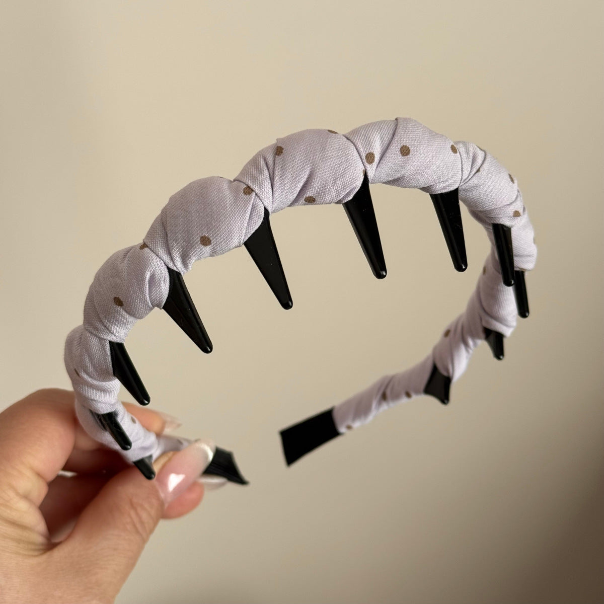 彩色布面波點簡約髮箍