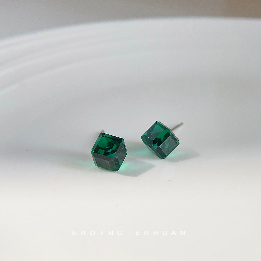 水晶玻璃方形簡約耳釘