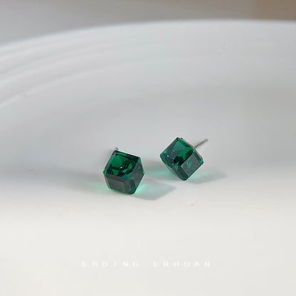 水晶玻璃方形簡約耳釘