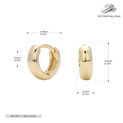 S925 耳環簡約光面素圈多尺寸耳飾輕奢時尚百搭飾品