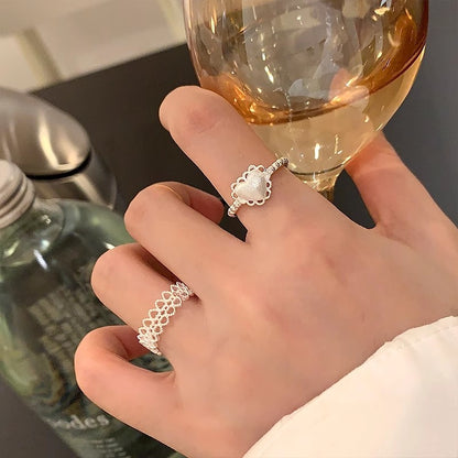 蕾絲愛心可調式戒指－商品主圖｜https://igowo.tw/