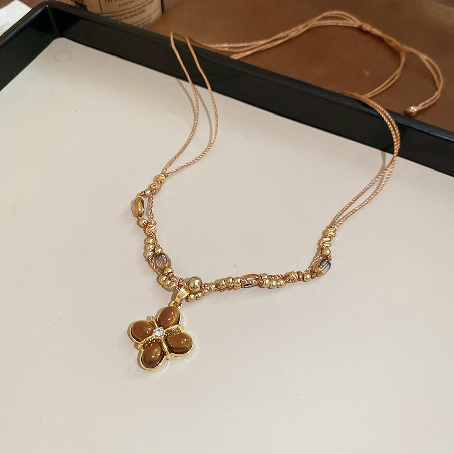 棕色虎眼石復古項鍊－細節特寫23｜https://igowo.tw/