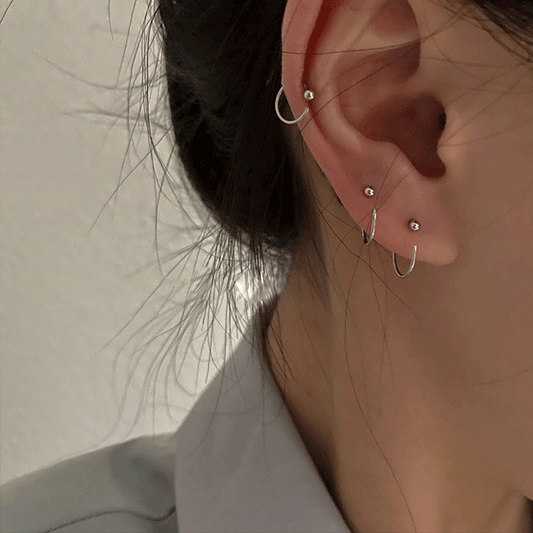S925圓珠圓圈簡約耳釘－商品主圖｜https://igowo.tw/