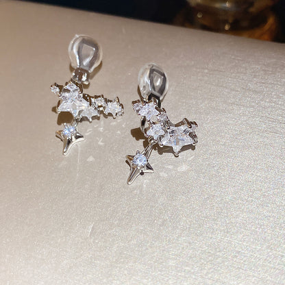 耳夾~14k真金電鍍鋯石星星簡約時尚輕奢氣質設計感小眾無耳洞耳飾