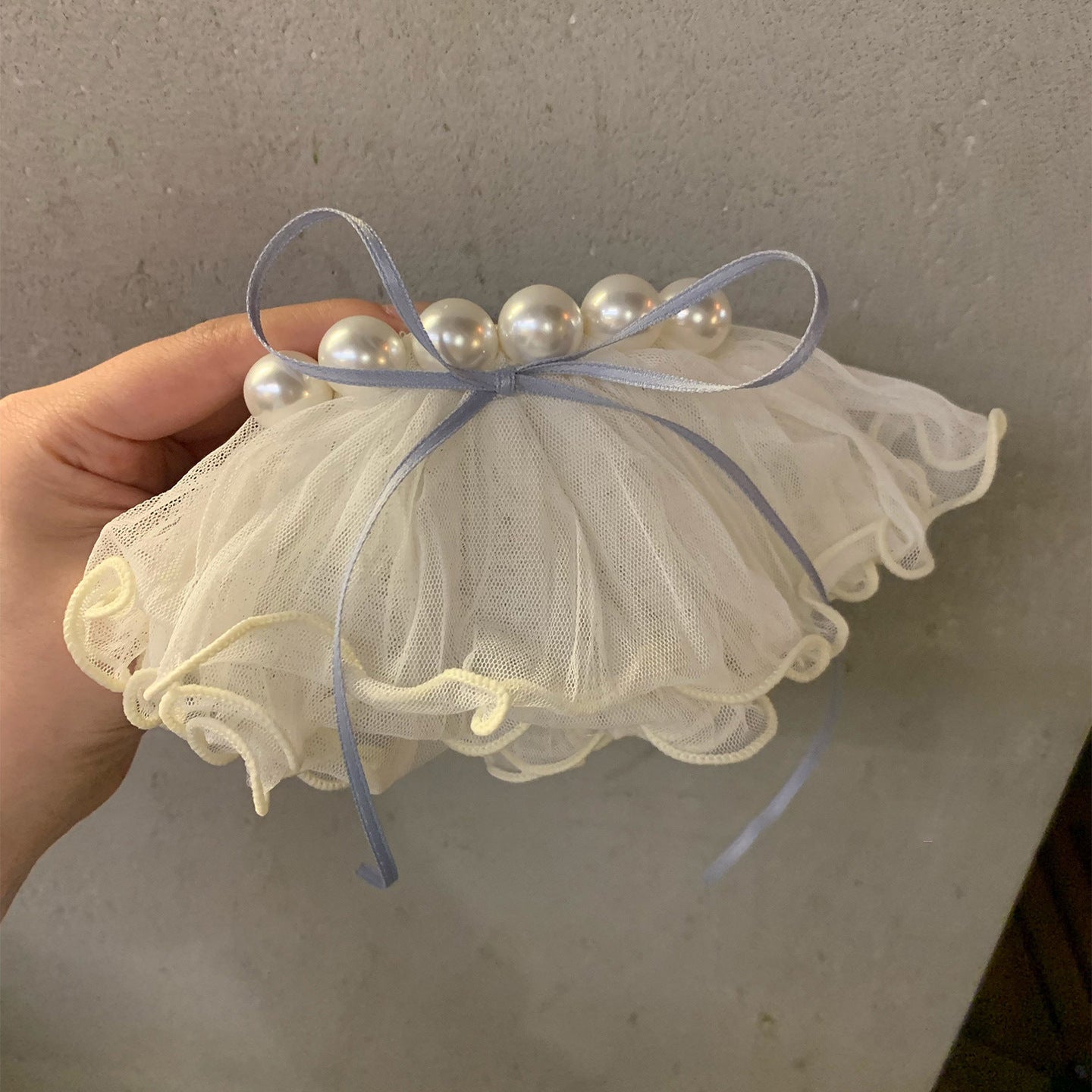 珍珠蕾絲蝴蝶結髮夾
