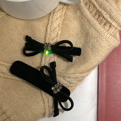 絨面蝴蝶結復古髮夾－BB夾款實拍｜https://igowo.tw/