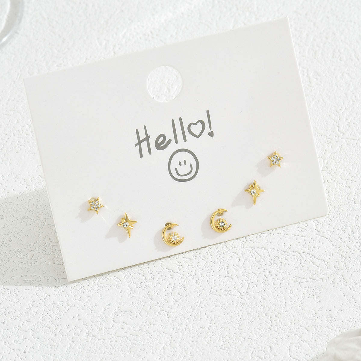 鋯石月亮星星鑲鑽耳釘