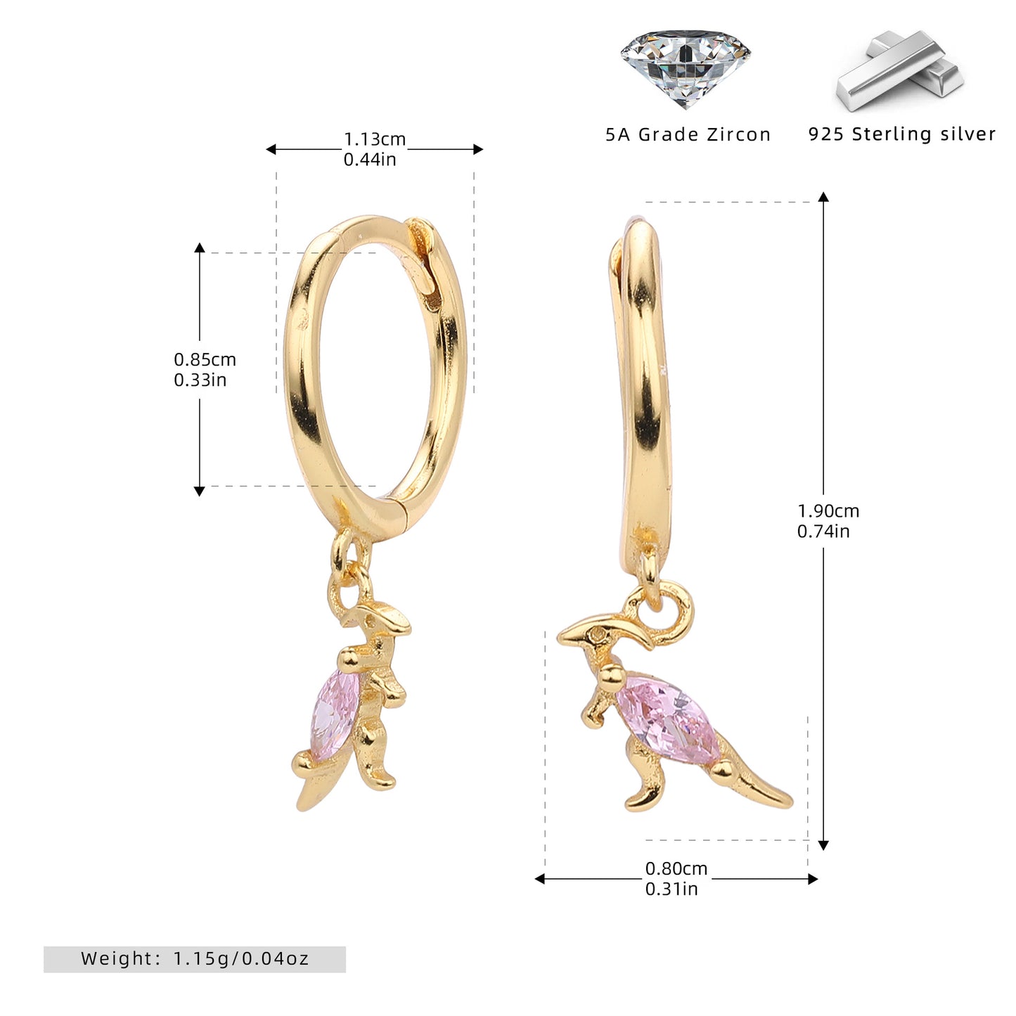 S925 新款耳飾袋鼠款時尚精致電鍍耳扣ins小眾可愛款飾品