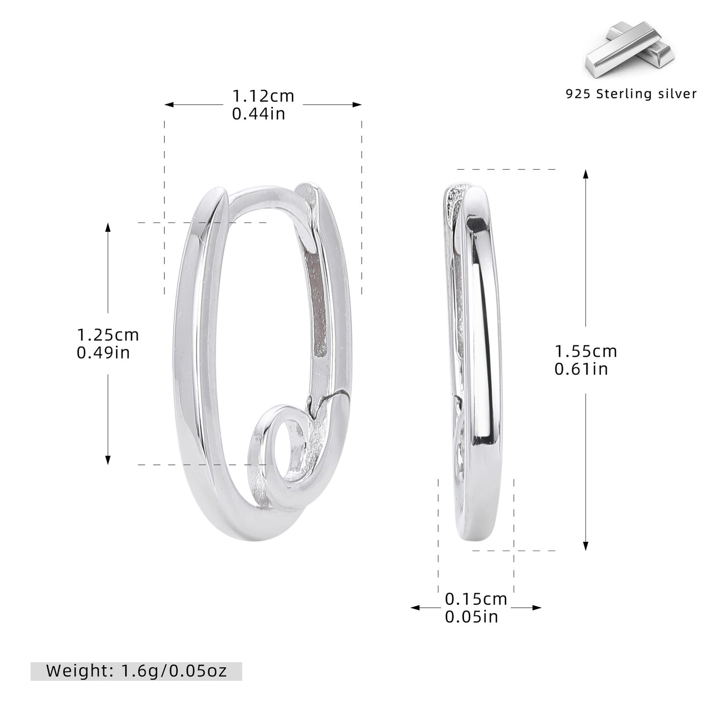 S925 歐美新款耳環時尚簡約冷淡風橢圓形耳飾ING小眾飾品