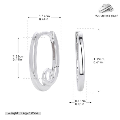 S925 歐美新款耳環時尚簡約冷淡風橢圓形耳飾ING小眾飾品