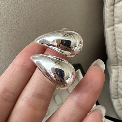 S925純銀韓版水滴空心時尚耳環韓國風質感INS個性通勤耳飾品