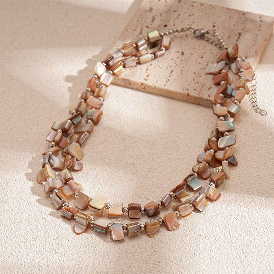 貝殼不規則復古項鍊