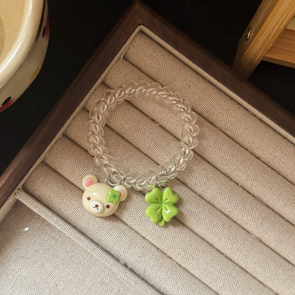 白色小熊卡通髮圈