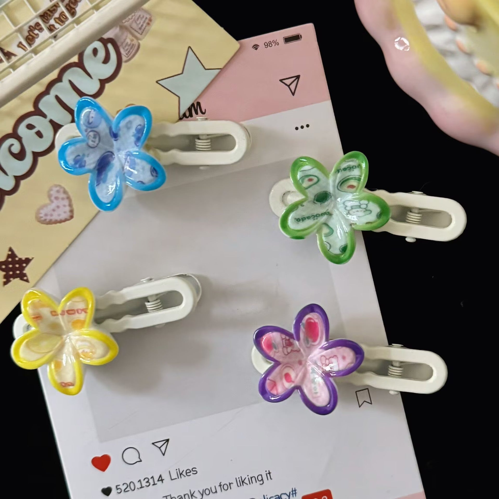 花朵波浪髮夾－紅色花朵髮夾款實拍｜https://igowo.tw/