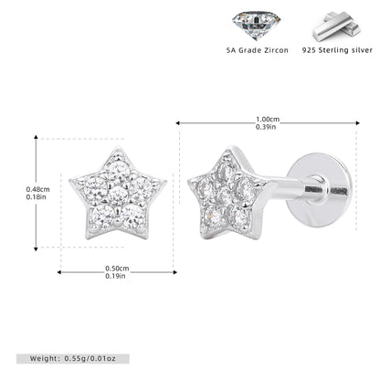 S925 新款耳釘時尚鑲鋯五角星耳飾輕奢高級感小眾設計飾品