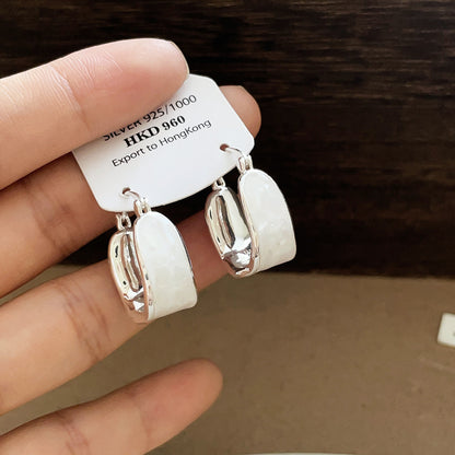 金色貝母圓形電鍍耳環