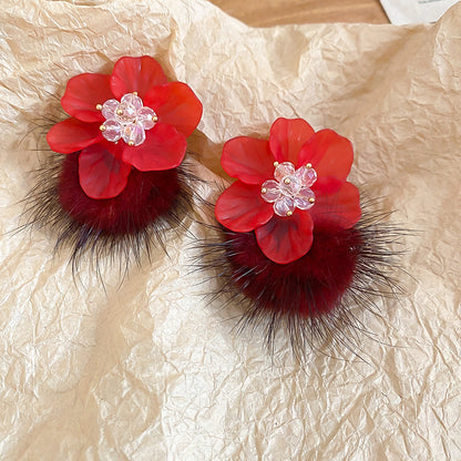 紅色花朵復古耳環－細節特寫42｜https://igowo.tw/