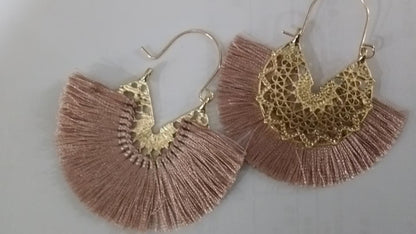 蕾絲扇形流蘇復古耳環