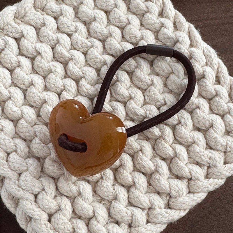 彈力繩樹脂愛心髮圈－細節特寫4｜https://igowo.tw/