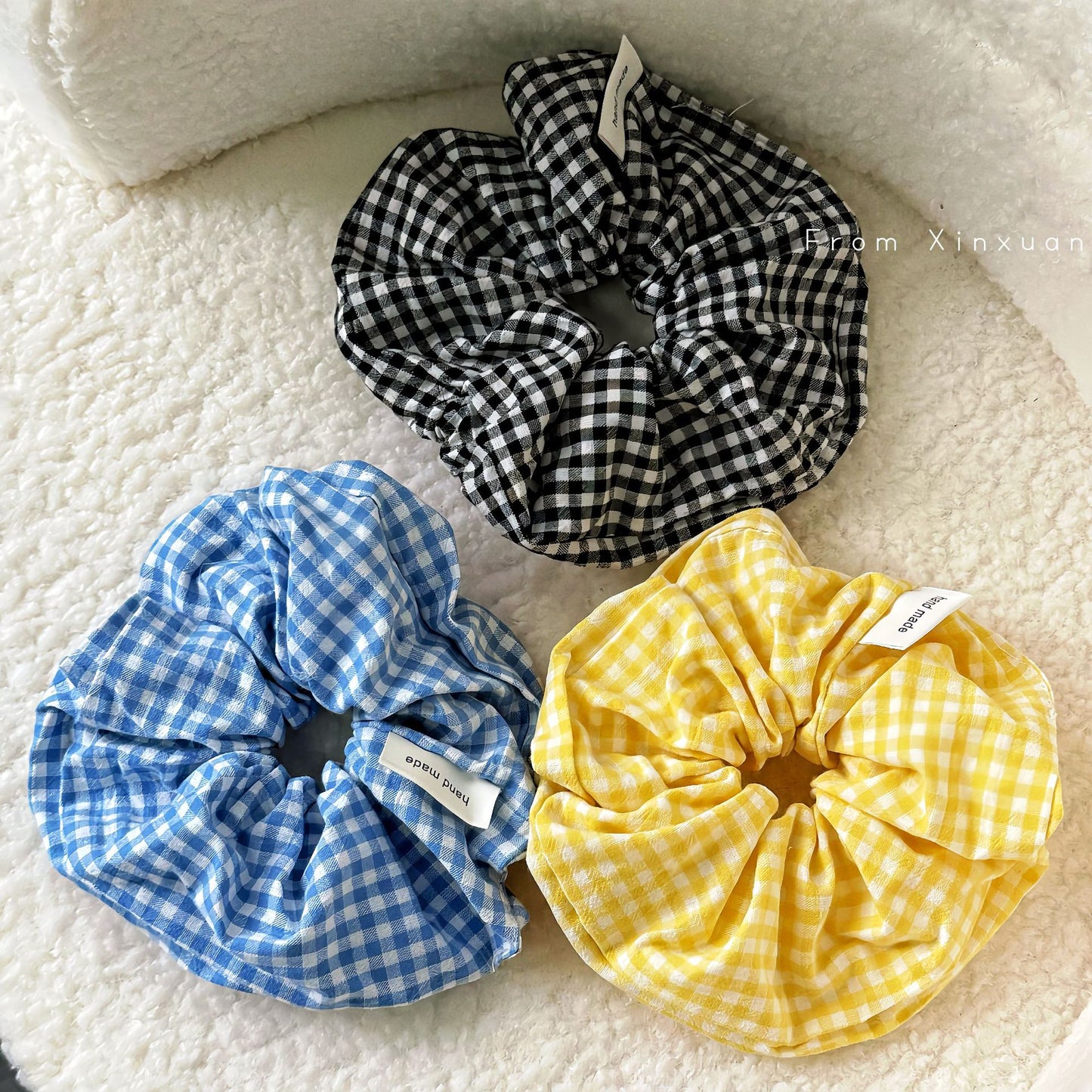 格紋簡約髮箍－黃格窄款髮箍款細節｜https://igowo.tw/
