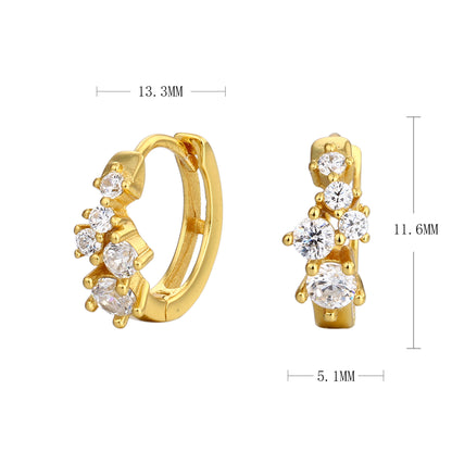 S925 耳環不規則鑲鋯石耳飾小眾輕奢百搭高級感飾品