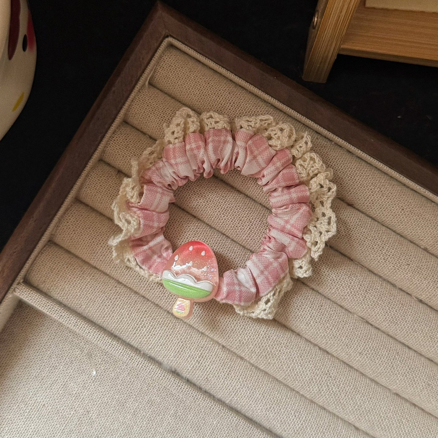 粉色草莓髮圈