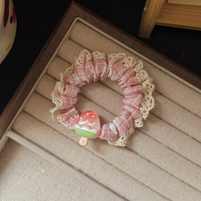 粉色草莓髮圈