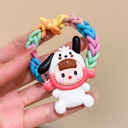 彩色卡通編織髮圈
