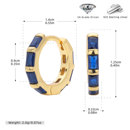 S925 新款耳環時尚多色方鋯圓形耳飾輕奢小眾高級感飾品