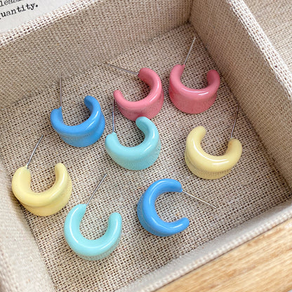 S925純銀彩色滴釉耳環