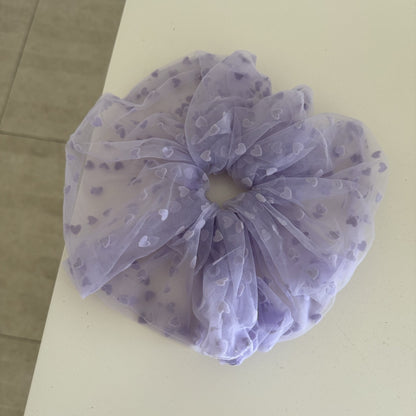彩色網紗愛心髮圈
