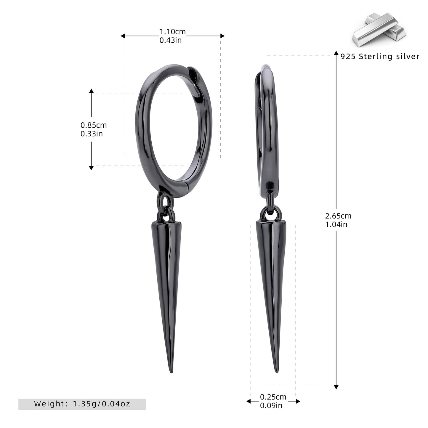 S925 耳環簡約潮流幾何設計錐形耳墜通勤百搭款耳飾品