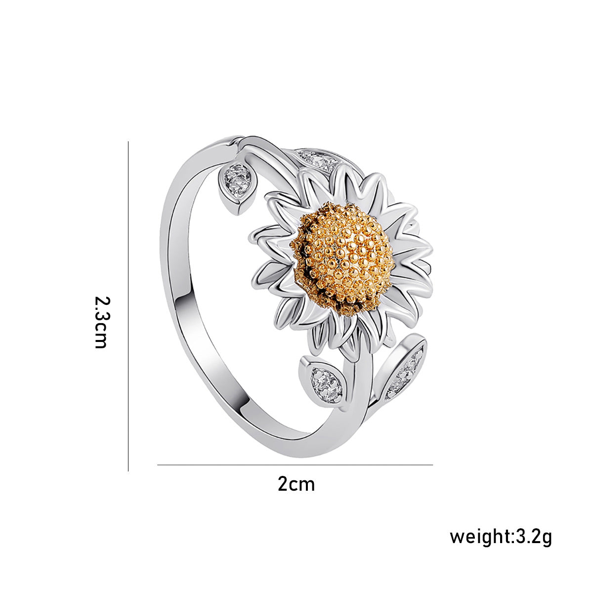 鋯石太陽花可調式戒指