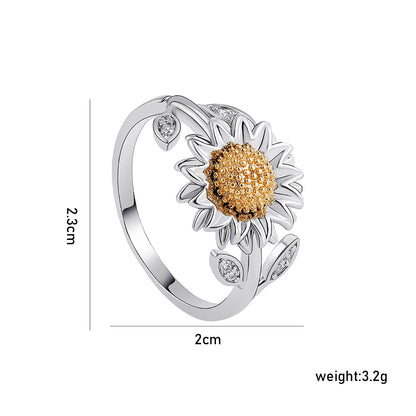 鋯石太陽花可調式戒指