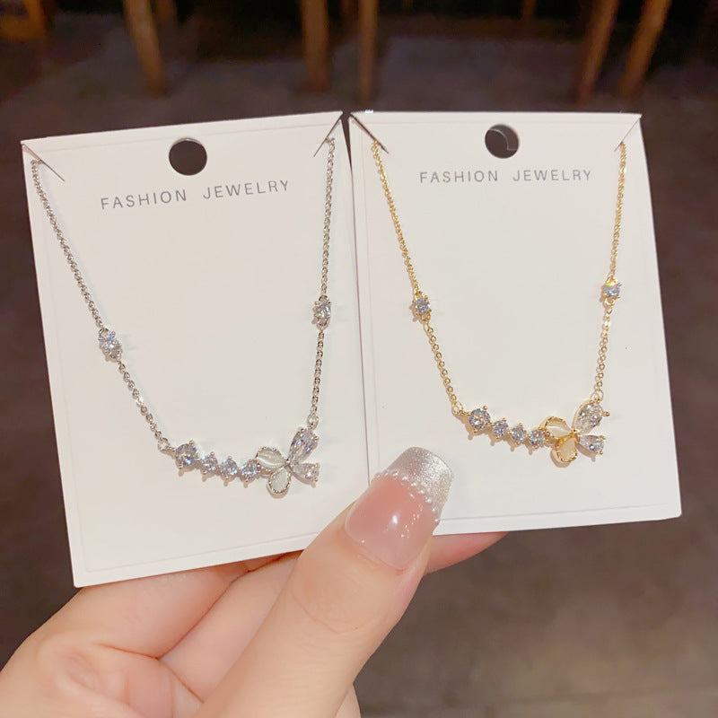 貓眼石鋯石蝴蝶項鍊－商品主圖｜https://igowo.tw/