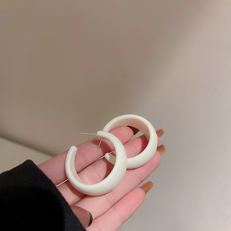銀針C形圓圈高級感耳圈新款氣質秋冬網紅耳環ins復古港風耳飾批發