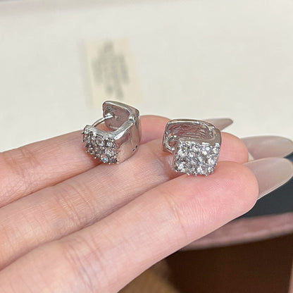 方形鑲鑽簡約耳環
