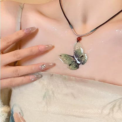 陶瓷串珠蝴蝶復古項鍊