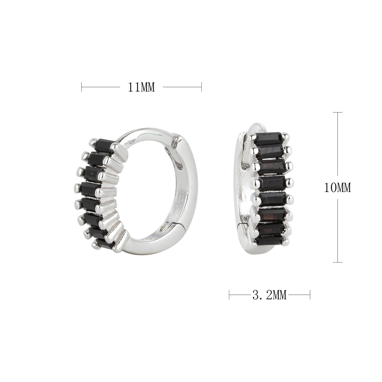 S925 圓形時尚鋯石耳環耳扣百搭鑲鉆電鍍耳圈耳飾