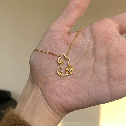 葫蘆花朵復古簡約項鍊－商品主圖｜https://igowo.tw/