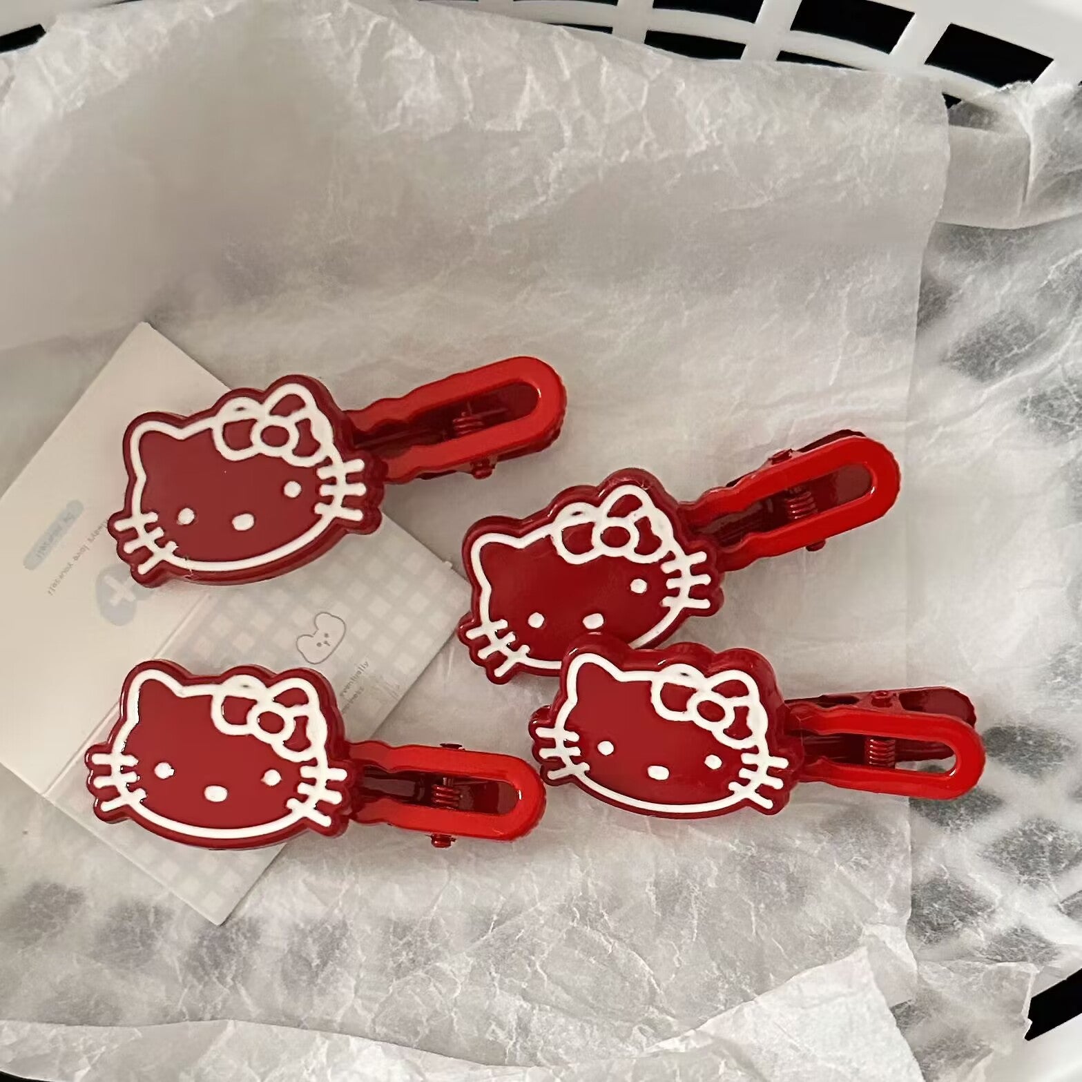 紅色貓咪卡通髮夾－商品主圖｜https://igowo.tw/
