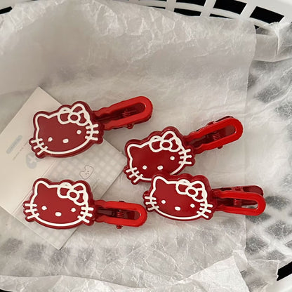 紅色貓咪卡通髮夾－商品主圖｜https://igowo.tw/