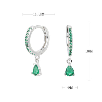 S925 耳環法式鑲鋯水滴形耳墜耳飾小眾輕奢百搭飾品