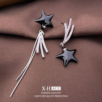 琺瑯銀針星星流蘇耳環