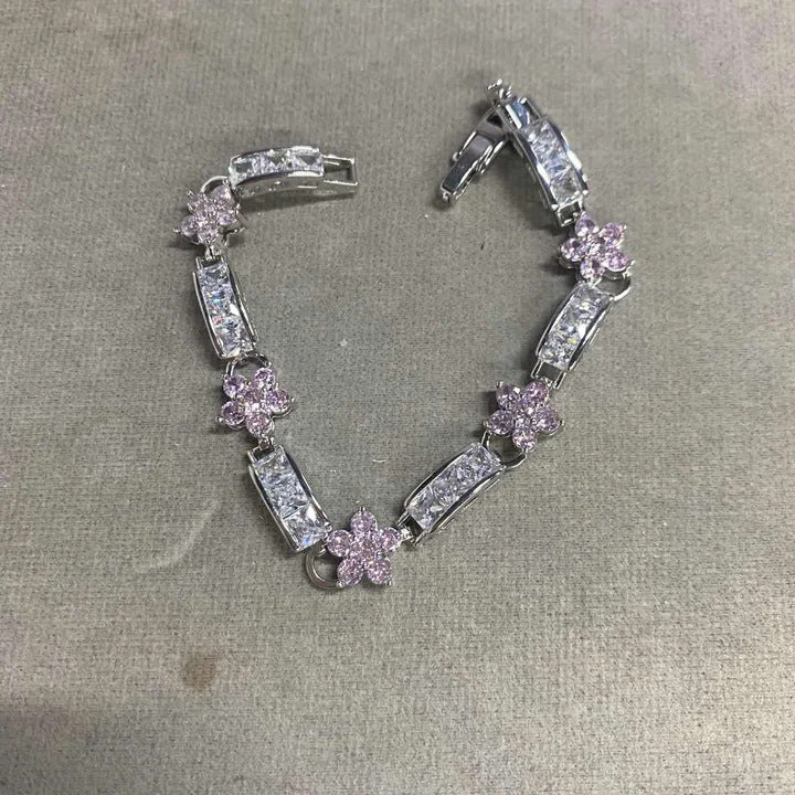 鋯石花朵精致時尚卡扣手鏈輕奢高級感氣質手串手環名媛風手飾