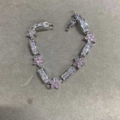 鋯石花朵精致時尚卡扣手鏈輕奢高級感氣質手串手環名媛風手飾