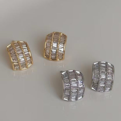 鋯石銀針簡約耳釘－商品主圖｜https://igowo.tw/