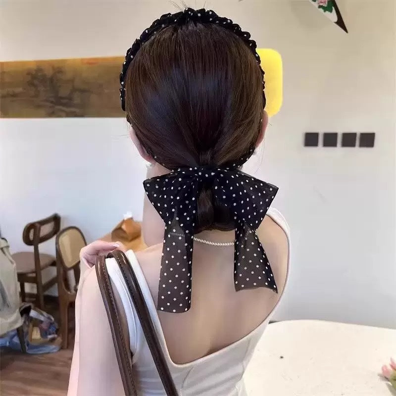緞帶碎花髮箍－宮廷風橘色款細節2｜https://igowo.tw/