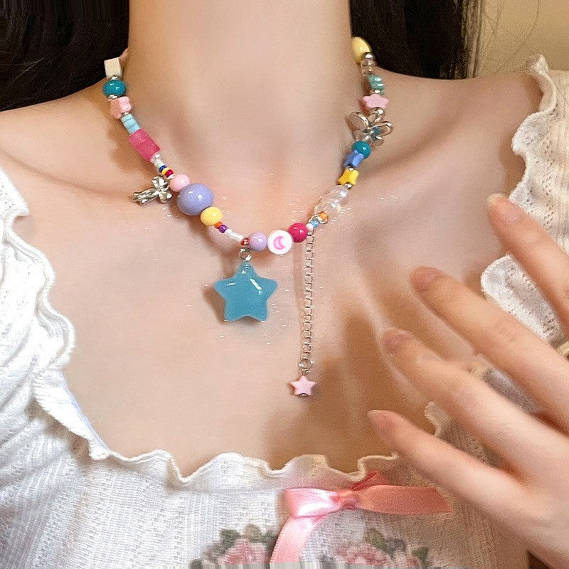 彩色星星愛心項鍊